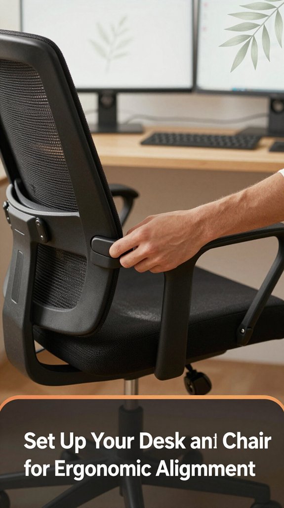 ergonomic desk and chair setup