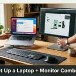 laptop and monitor setup