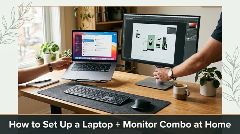 laptop and monitor setup