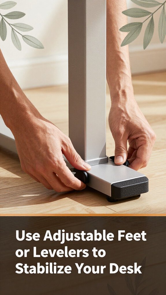 How to Level a Standing Desk on Uneven Floors 2 stabilize desk with levelers