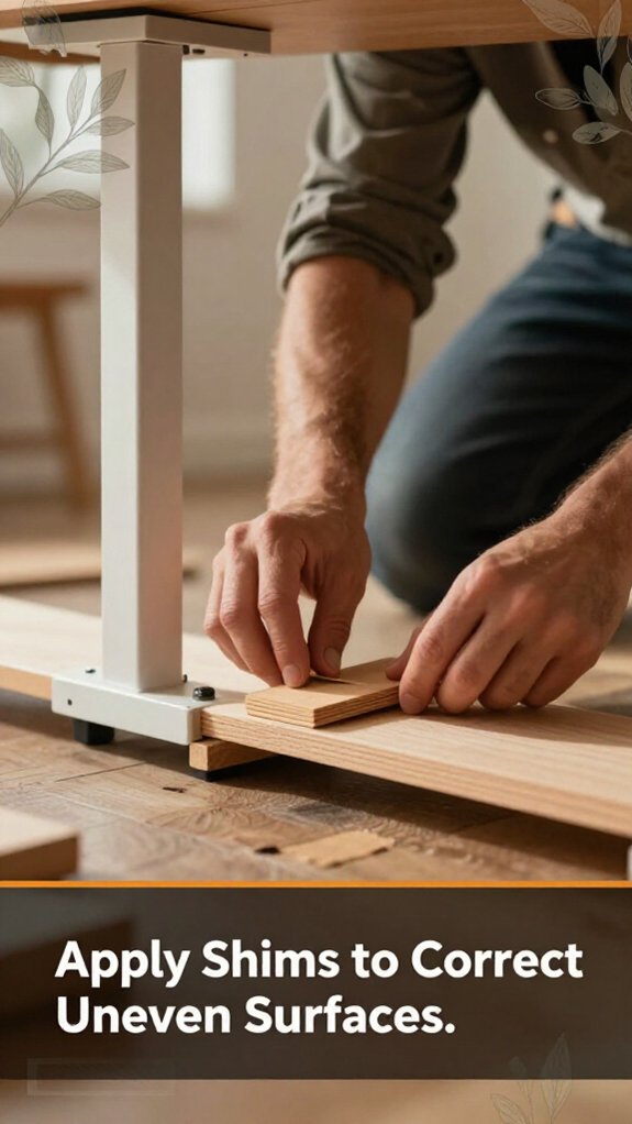 How to Level a Standing Desk on Uneven Floors 3 stabilize furniture with shims